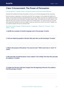 Persuasive Writing Assessment for Class 5 CBSE | English Worksheets