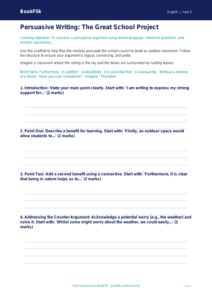 Free Persuasive Writing Writing Frame | Class 5 | English | BookFlik