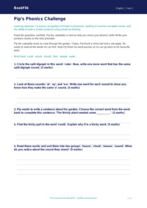 Phonics Assessment for Class 1 | CBSE English Worksheet | BookFlik