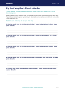 Free Phonics Activity Sheet | Nursery / LKG | English | BookFlik