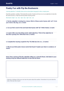 Free Poetry Worksheet | Class 1 | English | BookFlik