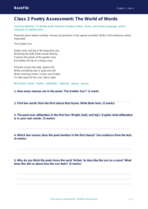 Free Poetry Assessment | Class 2 | English | BookFlik