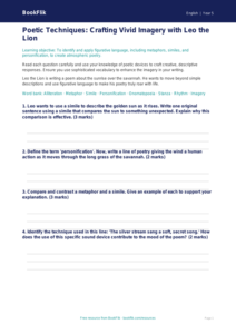 Free Poetry Worksheet | Class 5 | English | BookFlik