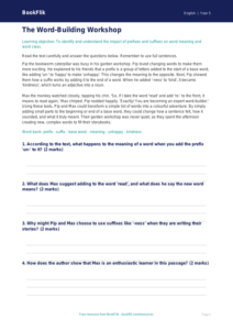 Free Prefixes And Suffixes Comprehension | Class 5 | English | BookFlik