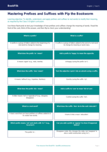 Free Prefixes And Suffixes Flashcards | Class 5 | English | BookFlik