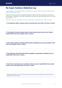 Free Punctuation Template | Class 1 | English | BookFlik