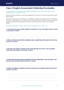 Free Punctuation Assessment | Class 3 | English | BookFlik