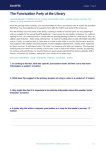 Free Punctuation Comprehension | Class 5 | English | BookFlik