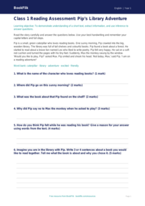Free Reading Comprehension Assessment | Class 1 | English | BookFlik