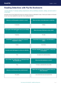 Free Reading Comprehension Flashcards | Class 1 | English | BookFlik