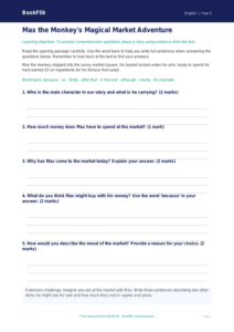 Free Reading Comprehension Writing Frame | Class 2 | English | BookFlik