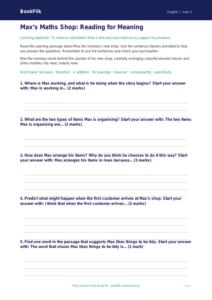 Free Reading Comprehension Writing Frame | Class 3 | English | BookFlik
