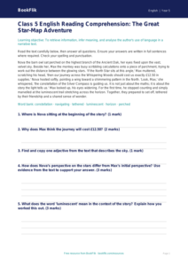 Free Reading Comprehension Assessment | Class 5 | English | BookFlik
