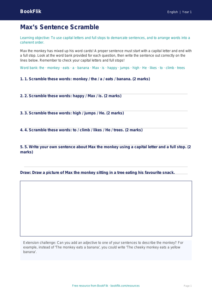 Free Sentence Structure Activity Sheet | Class 1 | English | BookFlik