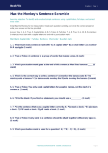 Free Sentence Structure Quiz | Class 1 | English | BookFlik