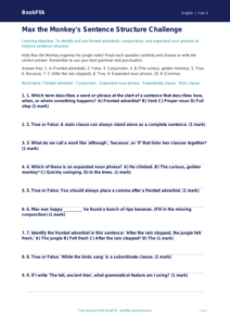 English sentence structure quiz class 4 greater depth