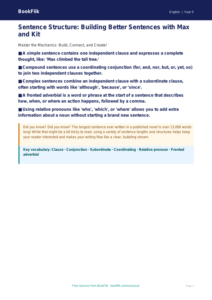 Free Sentence Structure Poster | Class 5 | English | BookFlik