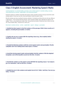 Free Speech Marks Assessment | Class 5 | English | BookFlik