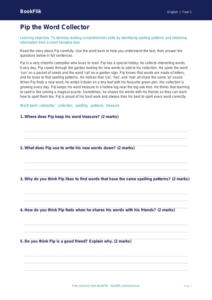 Free Spelling Comprehension | Class 1 | English | BookFlik