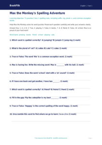Free Spelling Quiz | Class 1 | English | BookFlik