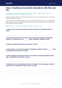 Free Spelling Assessment | Class 2 | English | BookFlik