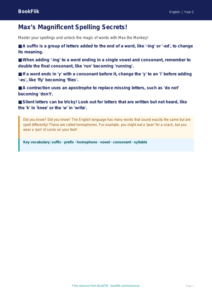 Free Spelling Poster | Class 2 | English | BookFlik