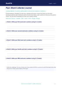Free Spelling Template | Class 2 | English | BookFlik
