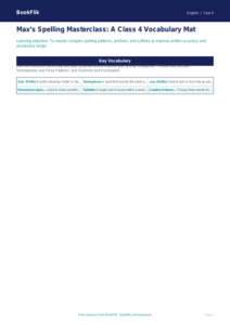 Class 4 Spelling Word Mat | CBSE English Resources | BookFlik