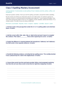 Free Spelling Assessment | Class 5 | English | BookFlik
