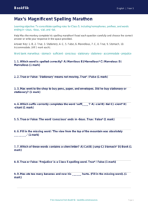 Free Spelling Quiz | Class 5 | English | BookFlik