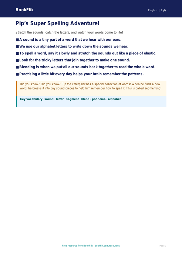 Free Spelling Poster | Nursery / LKG | English | BookFlik worksheet preview — English Spelling