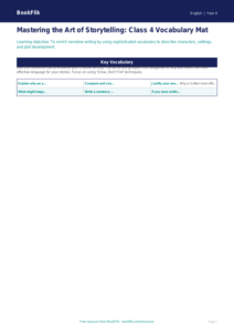 Free Stories Word Mat | Class 4 | English | BookFlik
