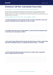 English subordinate clauses template class 4 core