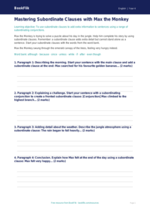 Free Subordinate Clauses Writing Frame | Class 4 | English | BookFlik