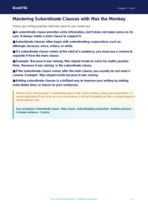 Free Subordinate Clauses Poster | Class 5 | English | BookFlik