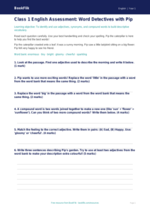 Free Vocabulary Assessment | Class 1 | English | BookFlik