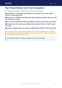 Free Vocabulary Poster | Class 2 | English | BookFlik