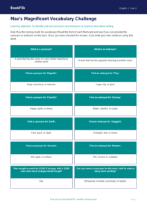Free Vocabulary Flashcards | Class 3 | English | BookFlik