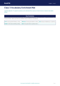 Free Vocabulary Word Mat | Class 5 | English | BookFlik
