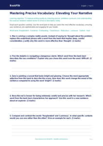 Free Vocabulary Worksheet | Class 5 | English | BookFlik