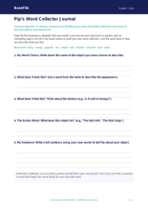 Free Vocabulary Template | Nursery / LKG | English | BookFlik