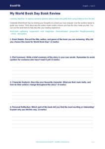 World Book Day Activity Worksheet | Class 5 English | BookFlik