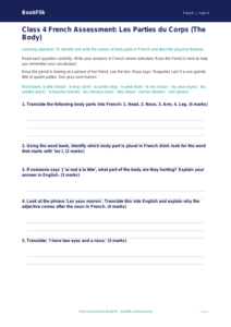 French body parts assessment class 4 core