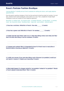 French Clothes Activity Sheet for Class 4 | CBSE Curriculum | BookFlik