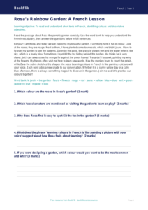 Colours in French: Class 5 CBSE Comprehension Worksheet | BookFlik