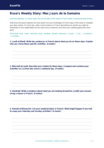 Days of the Week in French: Class 4 Worksheet | BookFlik