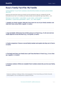 Class 5 French Family Vocabulary Worksheet | CBSE Learning