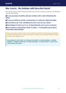 Free French Hobbies Poster | Class 4 CBSE | BookFlik