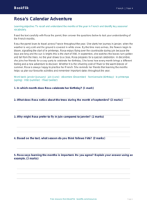 French months of the year comprehension class 4 core