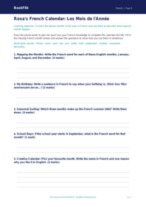 Free Months of the Year Template | Class 4 French | BookFlik